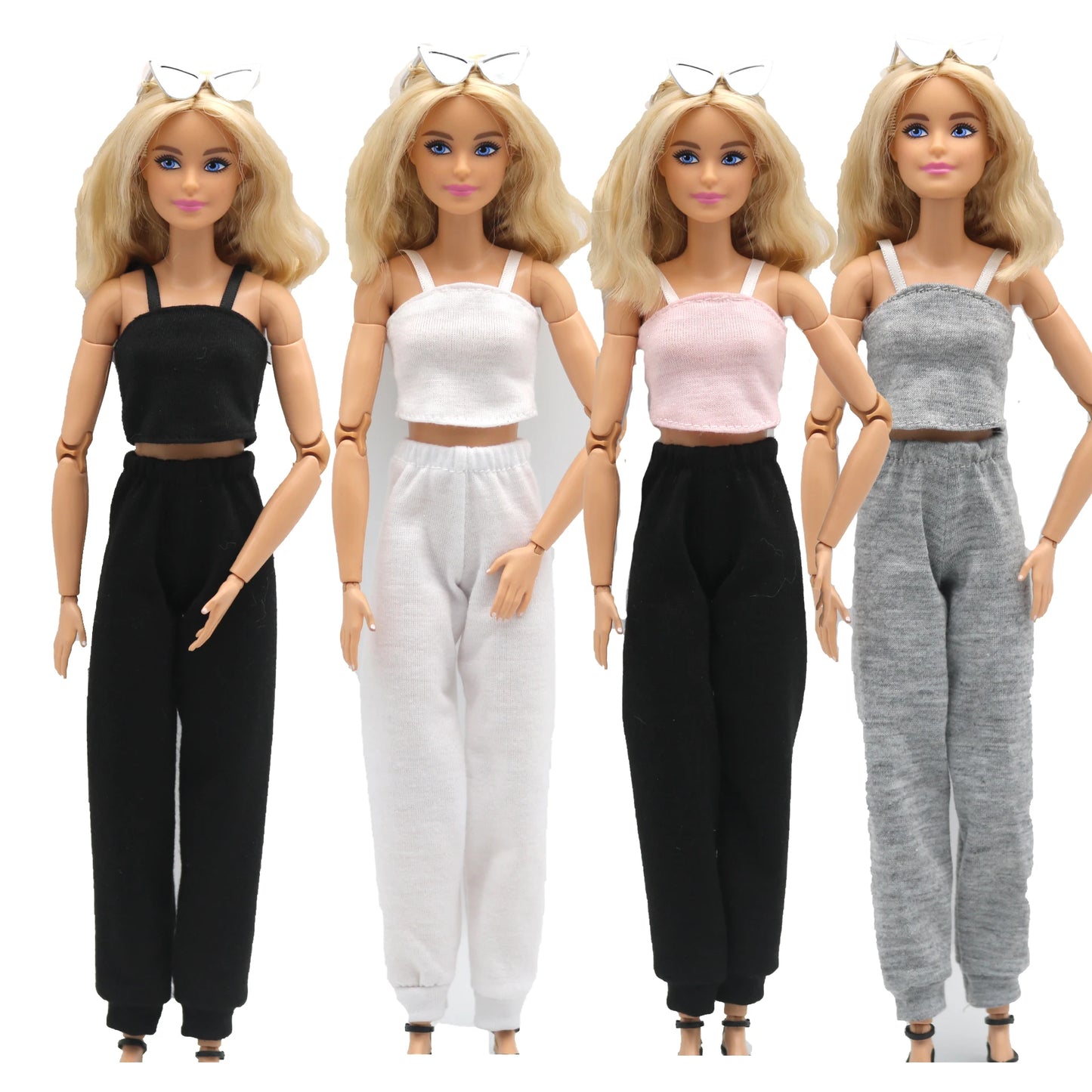 New 30cm 1/6 Doll suspenders top and Sweatpants set Daily Wear Accessories Clothes for Barbies doll