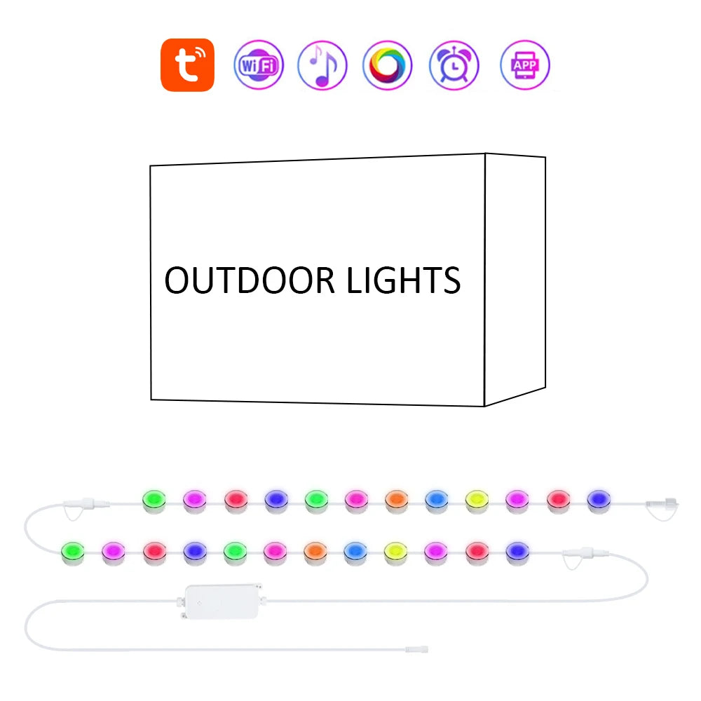 Wiscolor Smart WIFI RGBIC Eaves Lights Permanent Outdoor Lights Outdoor Waterproof Light Strings Support Alexa, Google Assistant