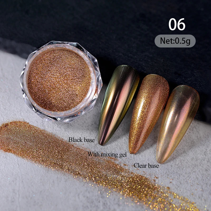 1Box Pearl Nails Glitter Powder Aurora Chrome Pigment Moonlight Shell Mirror Rubbing Dust UV Gel Polish Nail Supplies Decoration