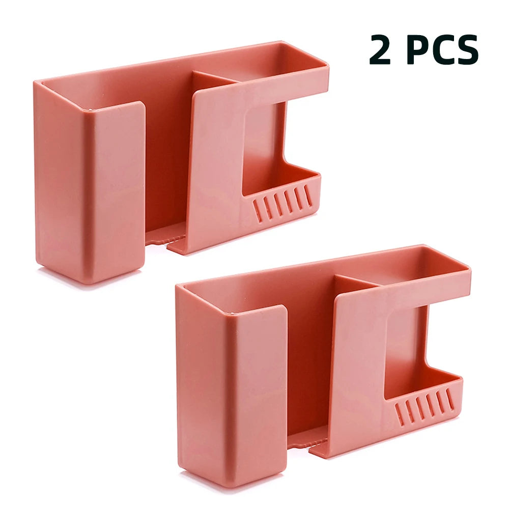 4/2/1Pcs Punch-free Mobile Phone Holder Wall Mount Stand Remote Control Organizer Storage Box Charging Bedside Container Rack