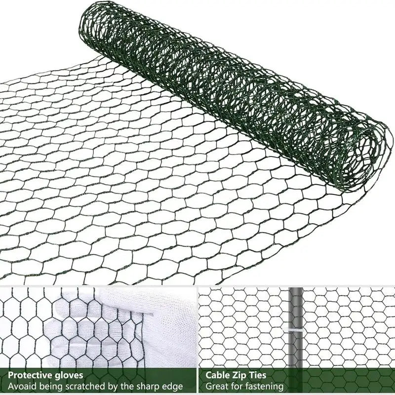 Chicken Wire Galvanized Hexagonal Chicken Coop Mesh Netting Pet Rabbit Chicken Fencing With 50 Zip Ties Plier And Gloves For