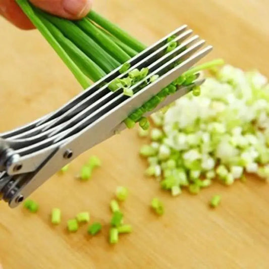 Multifunctional Muti Layers Stainless Steel Knives Multi-Layers KItchen Scissors Scallion Cutter Herb Laver Spices Cook Tool Cut