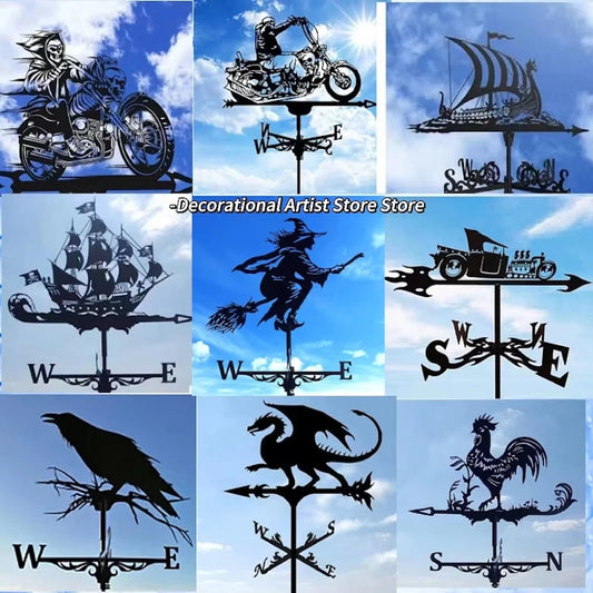 Metal Standing Wind Vanes Cottage Weather Vane Indicator Roof Weather Vane For Outdoors Garden Deco Yard Shed Home Fence Post