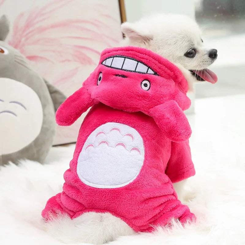 Winter Warm Totoro Dog Clothes Soft Fleece Pet Clothes for Small Medium Dogs Puppy Cat Hoodies Coats Chihuahua Yorkie Outfits