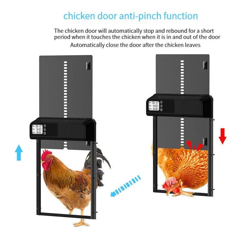 Timer Automatic Chicken Coop Door Motor Intelligent Chicken House Door Waterproof Pets Cages Door Outdoor Farm Accessories 2024