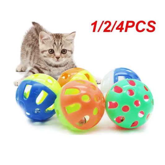 1/2/4PCS Plastic Colorful Cat Toys Bells Balls Play Kitten Fun Games Pets Interactive Animal Exercise Funny Cat Toy Ball