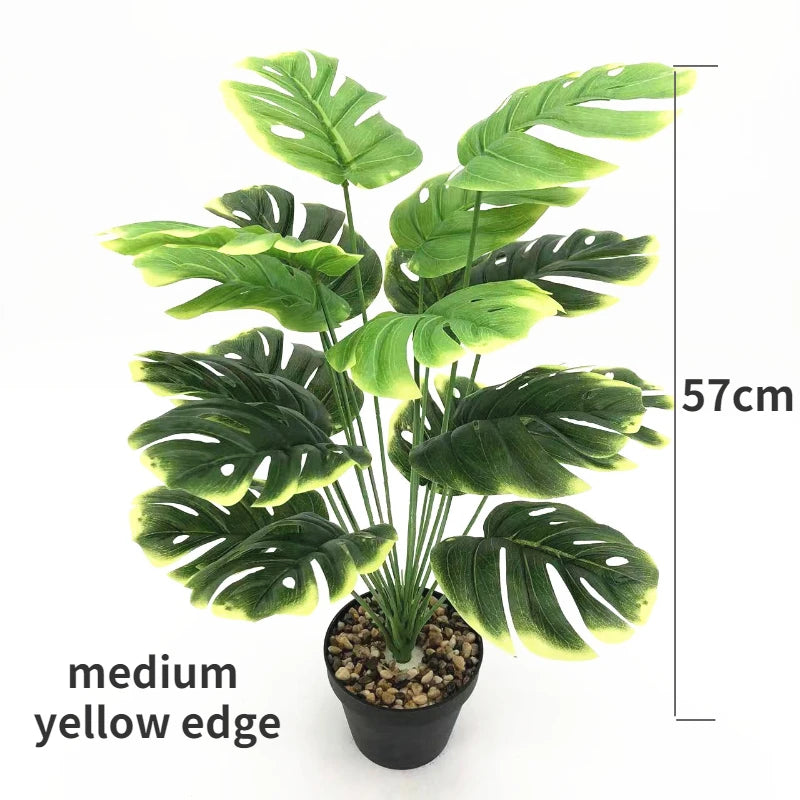 57cm/75cm Nordic Artificial Plant 18 Turtle Back Leaves Longevity Leaf Home Interior Decoration Large Green Plant Fake Plant DIY