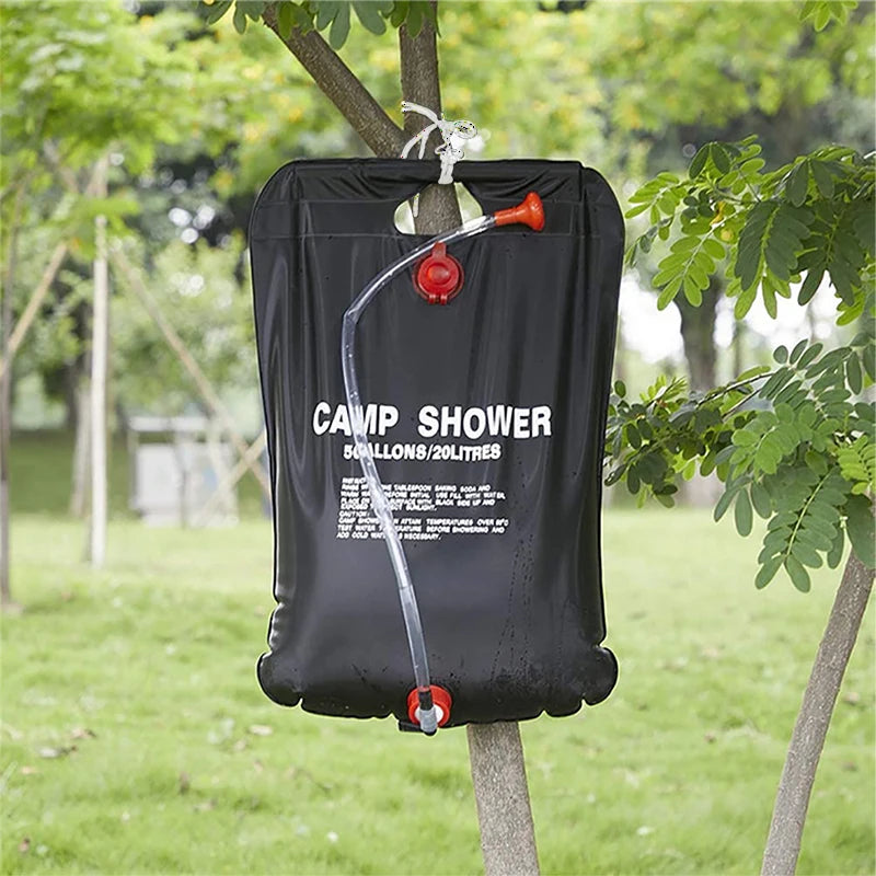 20L Foldable Solar Shower Bag Outdoor Bath Water Bag Camping Sun Compact Heated Water Shower Bags Scrubbing Pool Accessories