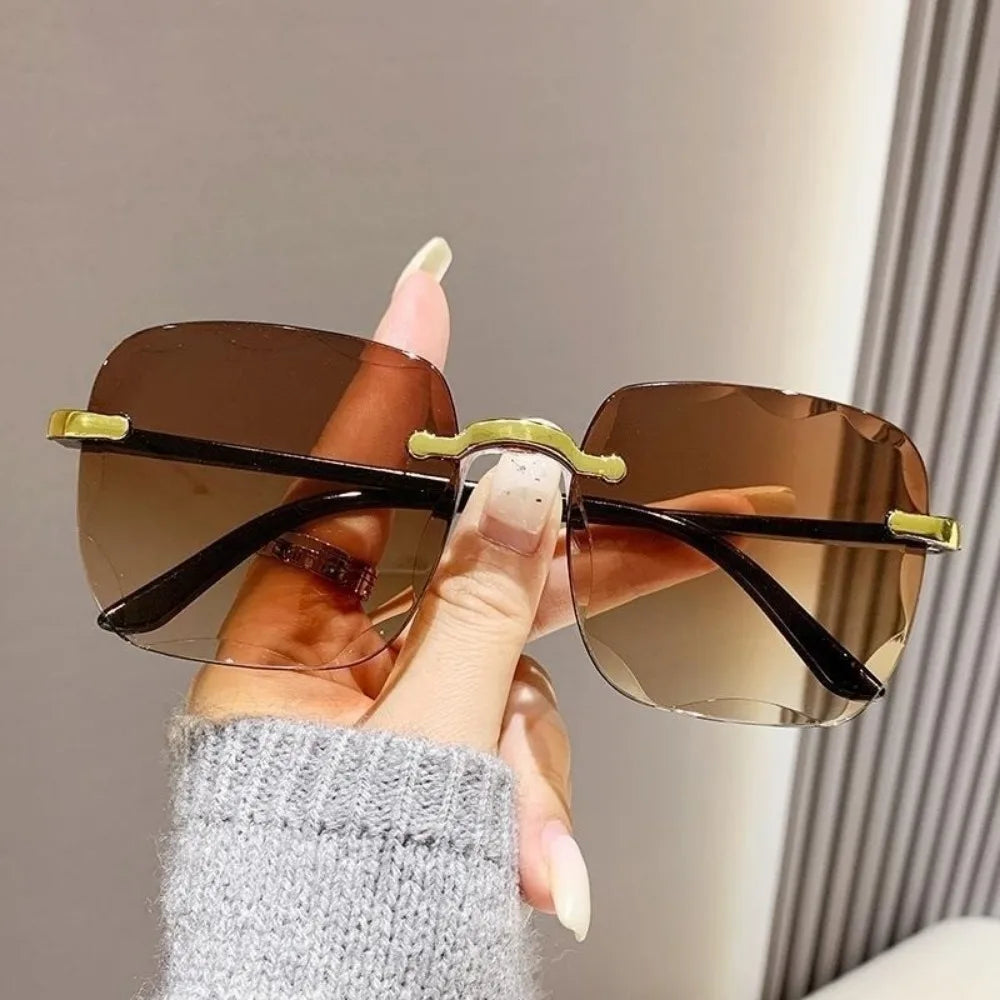 4 PCS Original Square Frame Sunglasses for Women Retro Fashion Square Gradient Lens Rimless Women Sunglasses