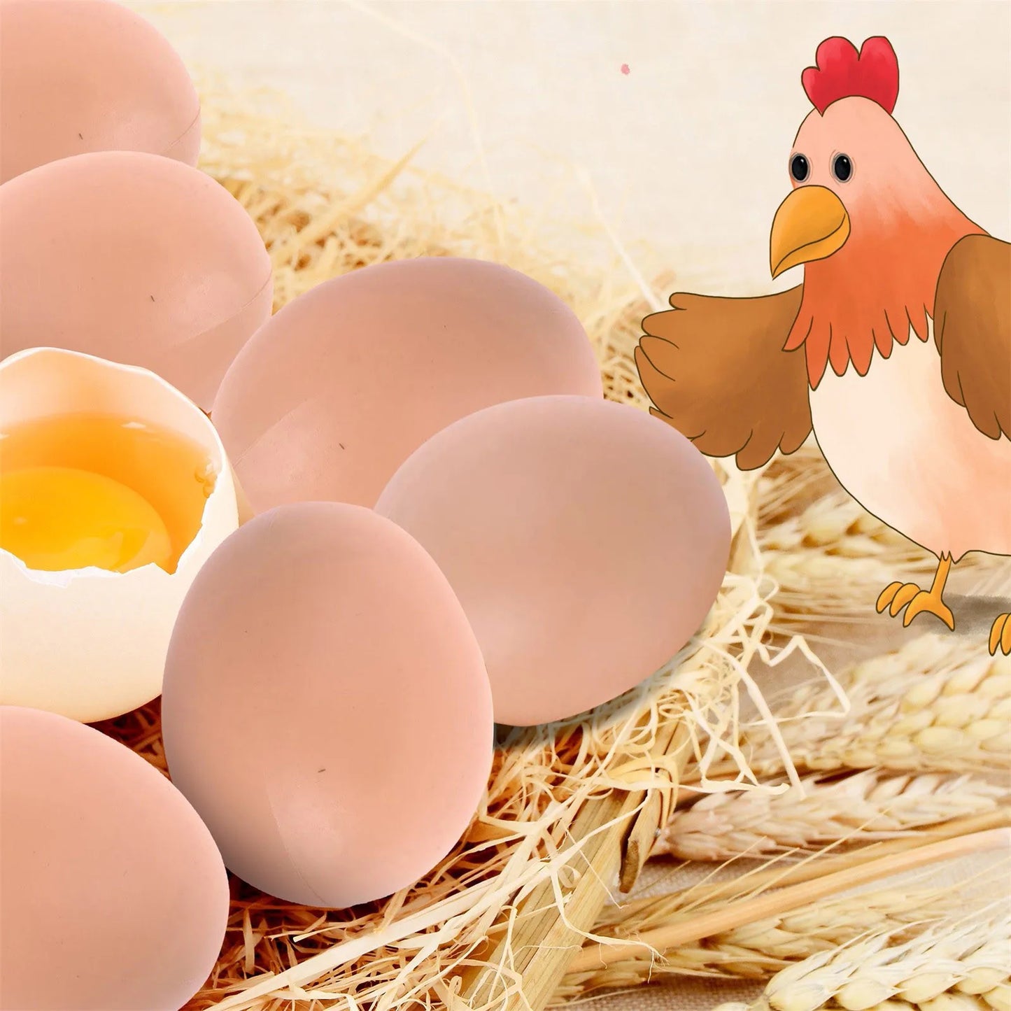 8pcs Simulation Eggs Set Fake Eggs Home Decor Food Eggs Farm Encourage Hens to Lay Eggs Hatching Chicken Egg Nest Accessories