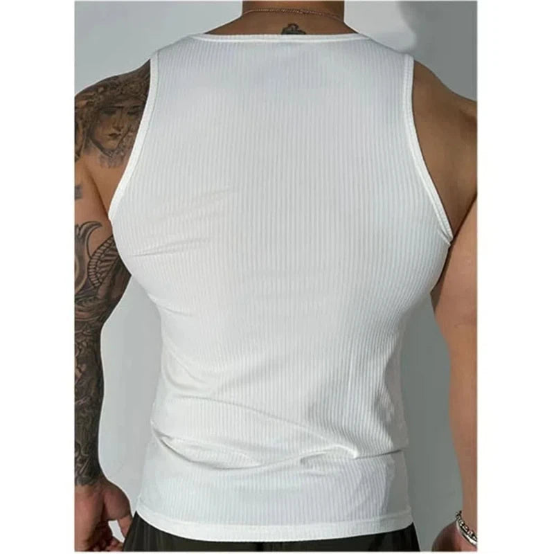 Spring Summer Fashion Tank Tops Man Solid Fit Round Neck Ropa Hombre Sleeveless Pullovers Tees Sport Hip Hop Y2K Men's Clothing