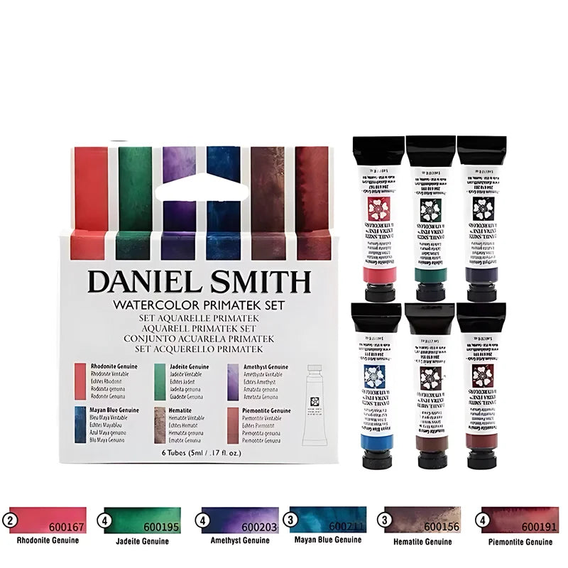 Daniel Smith Professional Artists 6 Colors 5ml Watercolor Pigments Mineral Colors Essentials Starter Acuarelas Brush Set