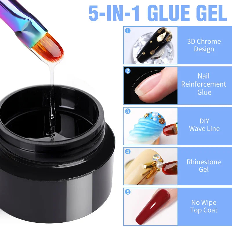 BORN PRETTY Solid Nail Tips Gel 5g Transparent Clear Function Gel Nail Extension Gel Soak Off Nail Art Gel Need UV Lamp Cure