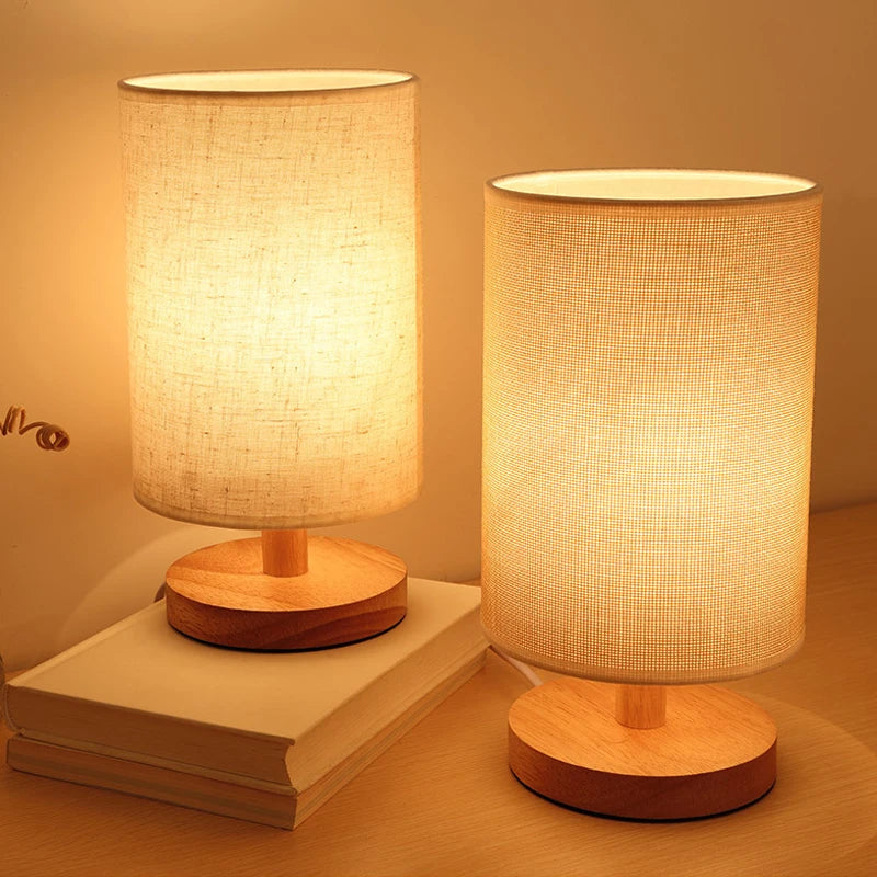 Nordic Wood Table Lamp Night Light USB Powered Modern For Bedroom Illumination Warm White Gift Wooden Bedside Kids Room Decor