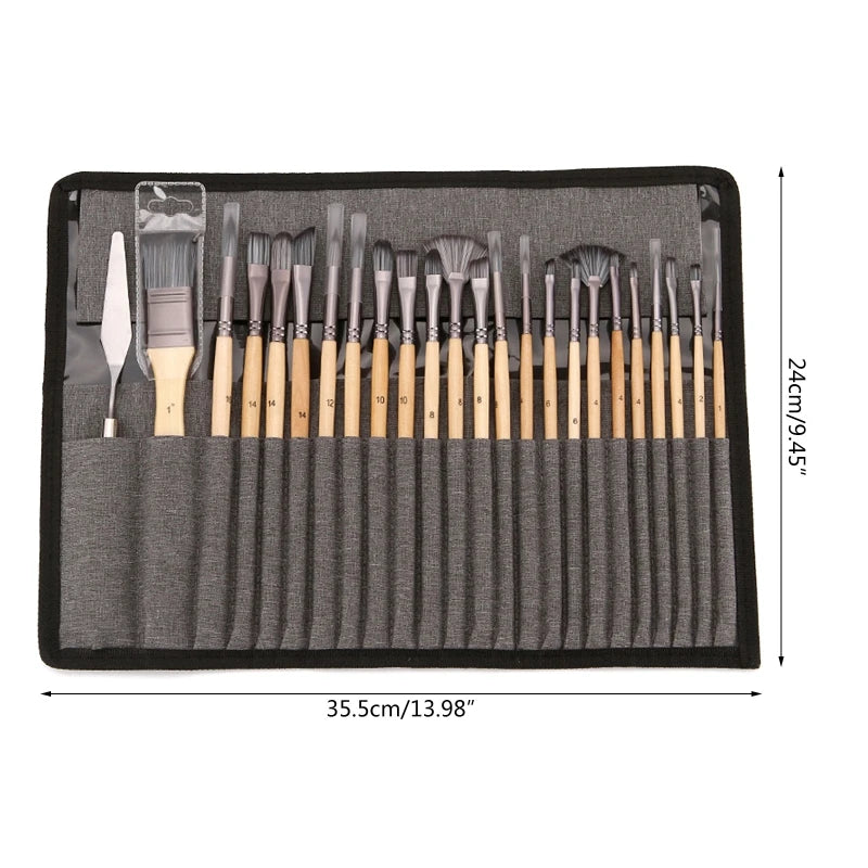 24Pcs Professional Paint Brush Artists Paintbrush Kit for Beginner Watercolor Oil Rock Stone Canvas Painting Mininatures DIY Eas