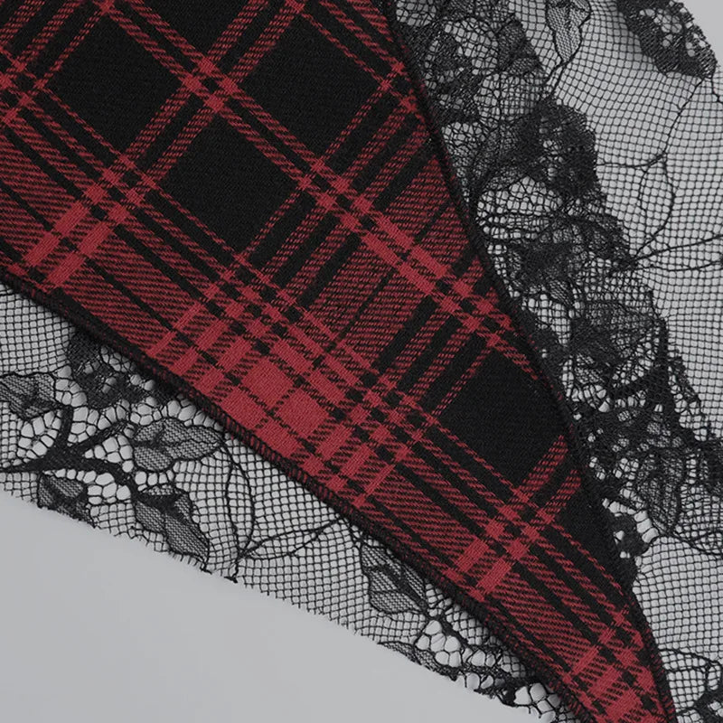 AltGoth Cyber Punk Dark Gothic Skirt Women Streetwear Harajuku Irregular Patchwork Red Plaid Skirt Hotsweet Y2k Clubwear Skirt