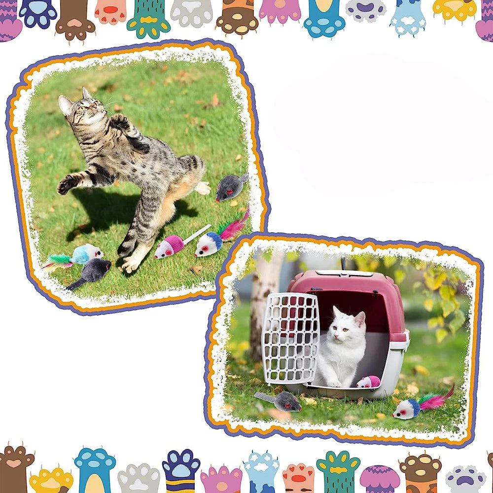 Cat Mouse Toys Rattle Mouse Cat Toy Assorted Interactive Cat Toys for Indoor Kitten Cats Catch Play Mouse Toy Sound Mouse