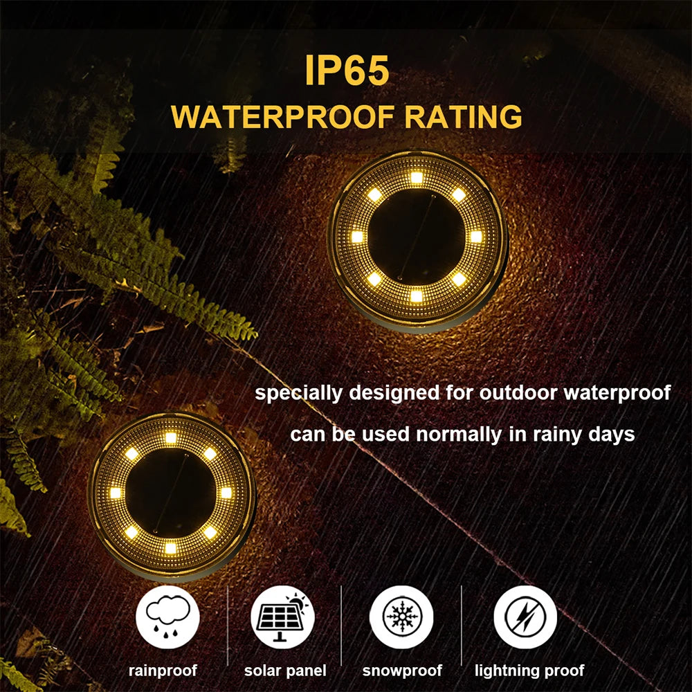 LED Solar Disk Light Outdoor Garden Lawn Waterproof Underground Lamps Spotlight Buried Lights Floor Under Ground Spot Lamp Decor