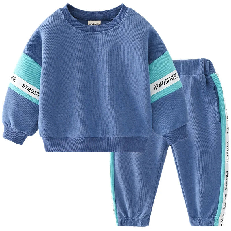 Autumn Little Boy 2 Piece Clothing Set Letter Bars Long Sleeve Pullover Sweatshirt Pant Suits Casual Jogger Pant Kid Boy Outfits