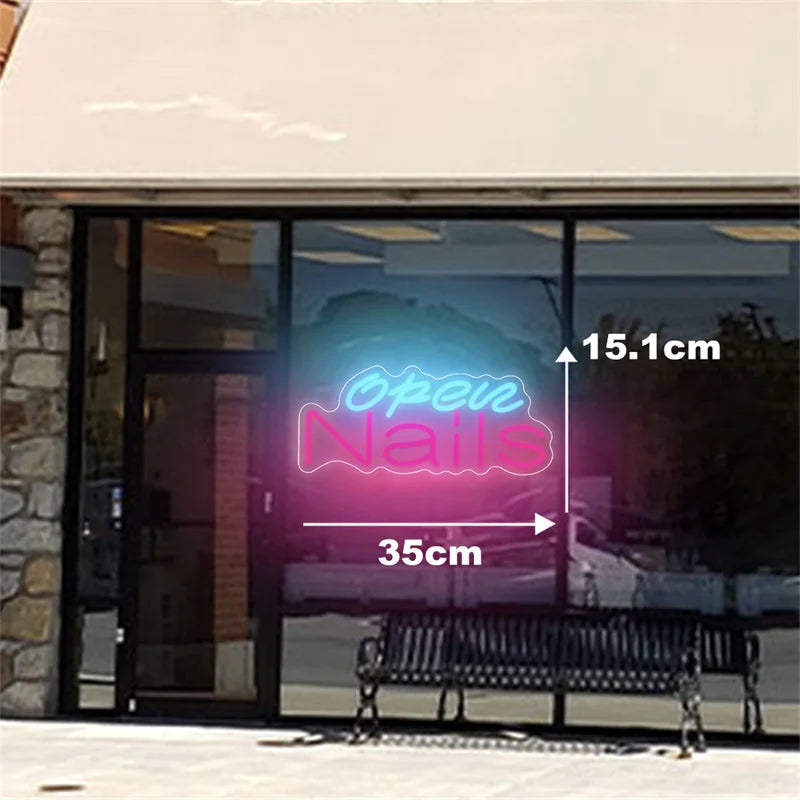 LED Nails Neon Sign Open USB Powered Wall Decor For Nail Salons Beauty Shops Store Welcome Light Business Neon LED Display Signs