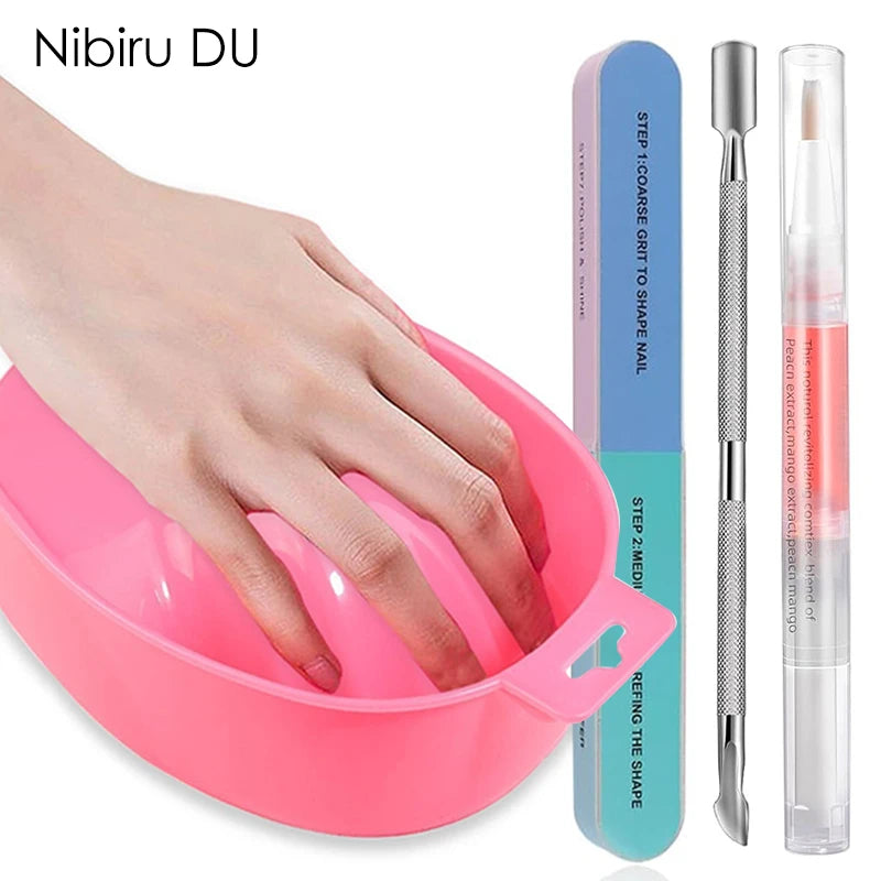 Nail Soaking Soak Off Tray Bowls Nail Art Hand Wash Gel Polish Remover Kit DIY Salon Nails Spa Bath Treatment Manicure Tools