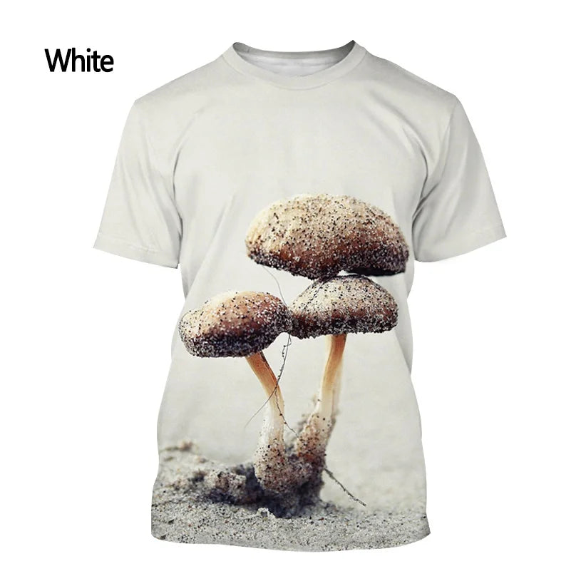 Men's and Women's Casual Short-sleeved T-shirt Tops New Fashion Mushroom Funny 3D Printed T-shirt