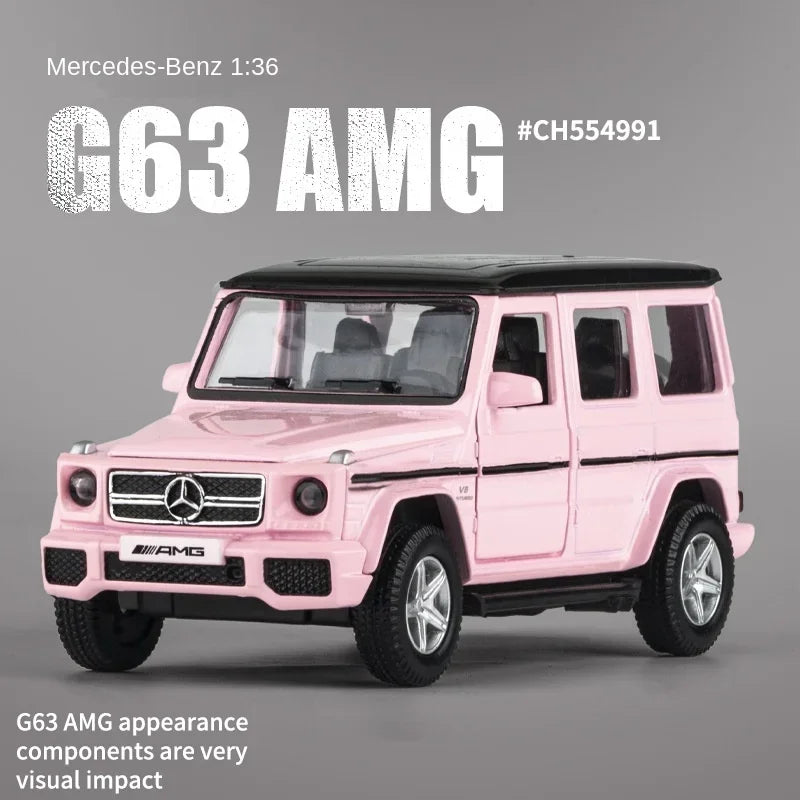 1:36 Pink Benz Diecast Alloy Model Car Children Lighting and Music Simulation Car Collection Model Presents A Girl Toy Gift F415