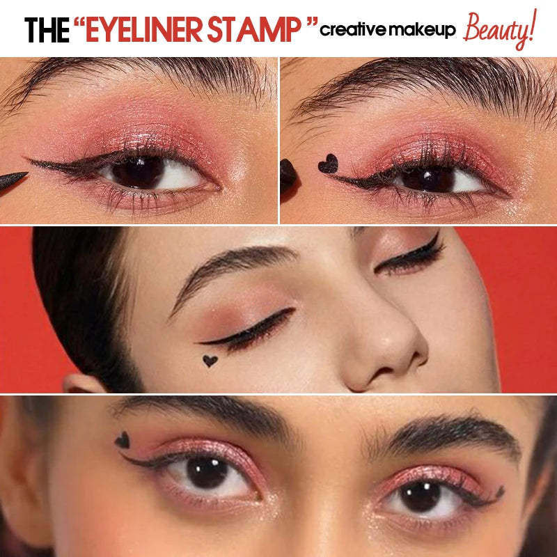 2 IN 1 Eyeliner Pen Star Moon Stamp Long-Lasting Waterproof Black Liquid Eye Liner Pencil Eyes Makeup Cosmetic