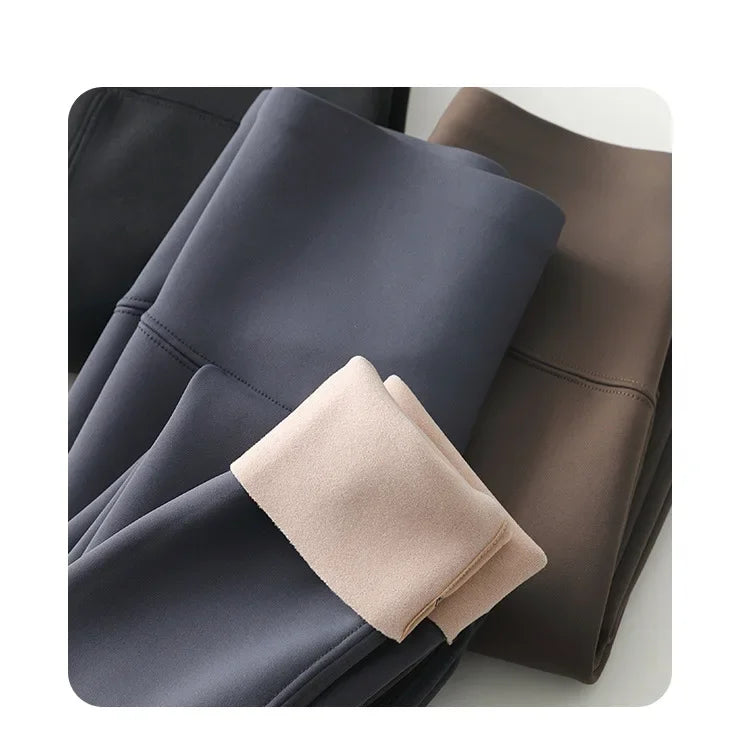 Women's Autumn Winter Thickened Alpaca Velvet Black Shark Leggings High Waist Slim Seamless Fleece Warm Leggings