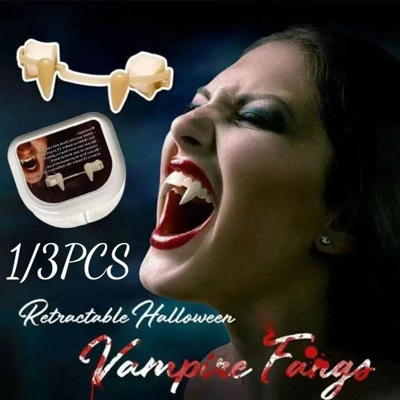 1/3 PCS Retractable Vampire Teeth Halloween Vampire Fangs Dentures Zombie Teeth Small Tiger Teeth Halloween Party Decor