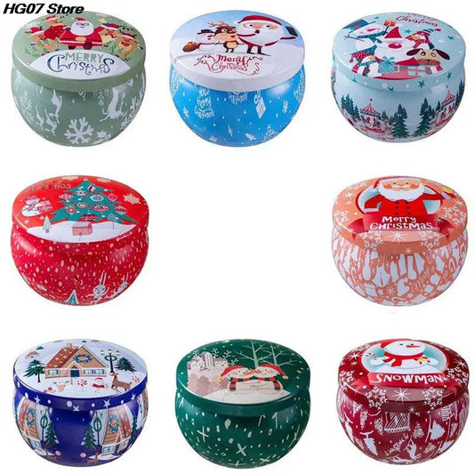 Portable Travel Christmas Aromatherapy Candle Jar Christmas Scented Candle Tin Jar Portable Travel Soy Wax Plant Candle Gift Box