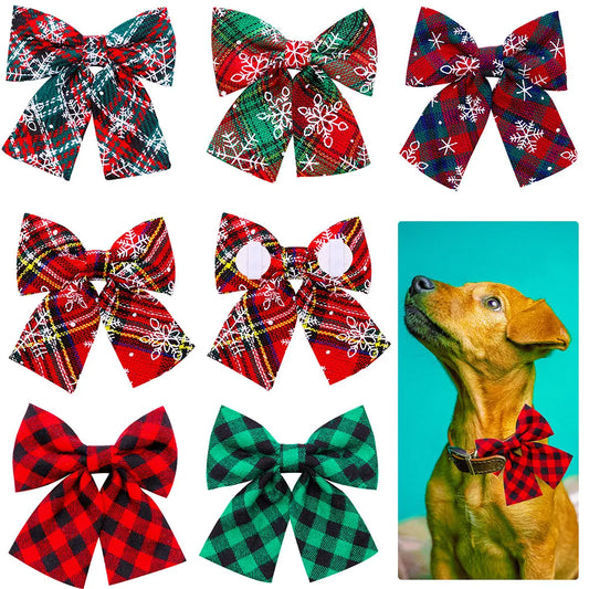 20ps Christmas Bows Large Dog Bowtie Removable Dog Collar Accessories Pet Dog Big Bowties Dog Grooming Accessories For Christmas