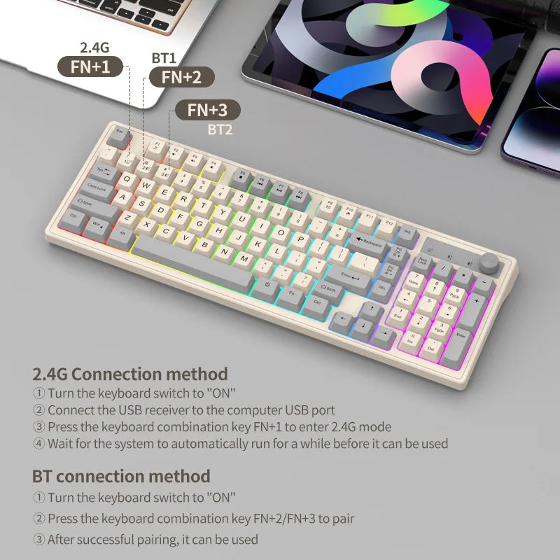 Bluetooth Wireless K98 Mechanical Tactile Keyboard Wireless Keyboard With Backlight For Compute And Tablet