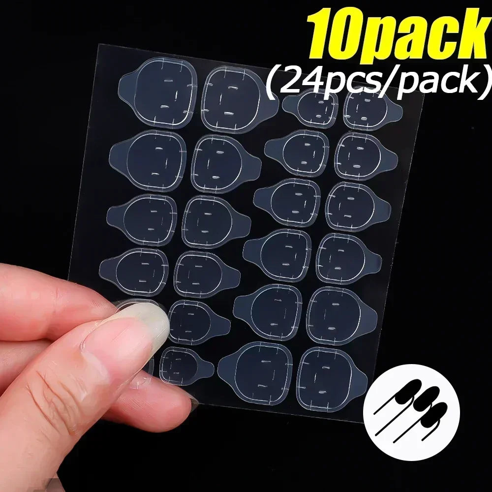 10pack Transparent False Jelly Nail Tips Sticker Double Side Gel Nail Glue for Press On Nails Self-Adhesive False Manicure Decal