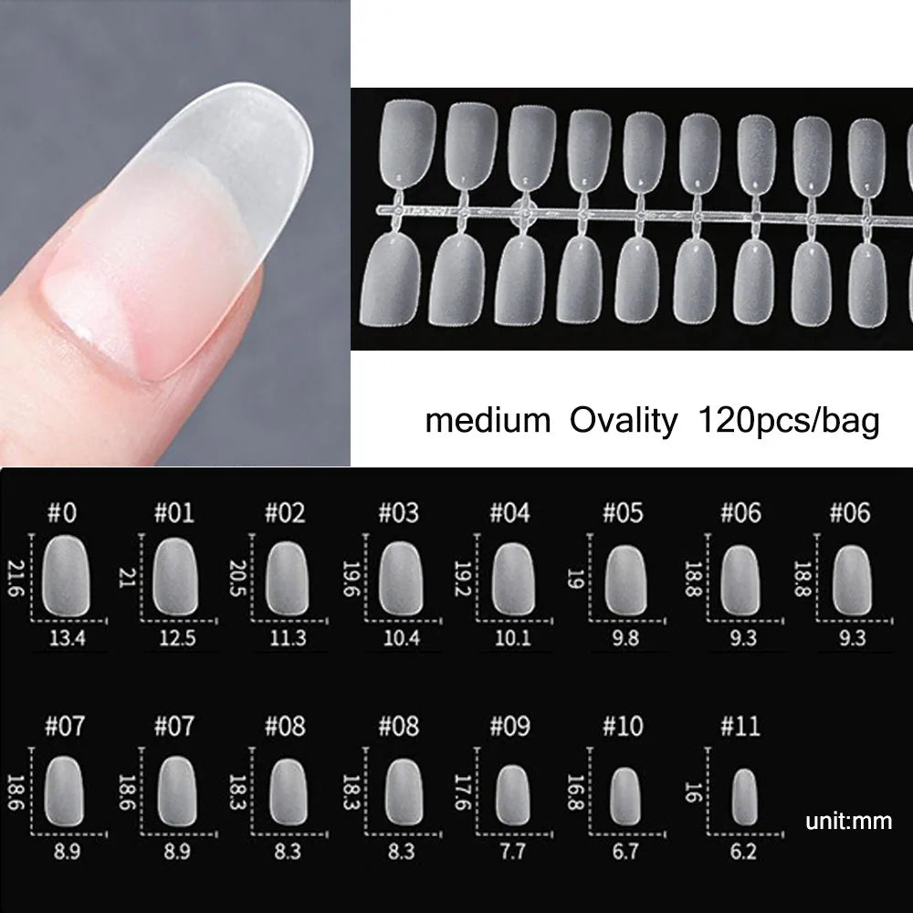 120pcs False Nails Transparent Press on Nails Coverage False Nails Tips Short T-shaped Water Drop Full Sticker For Nails