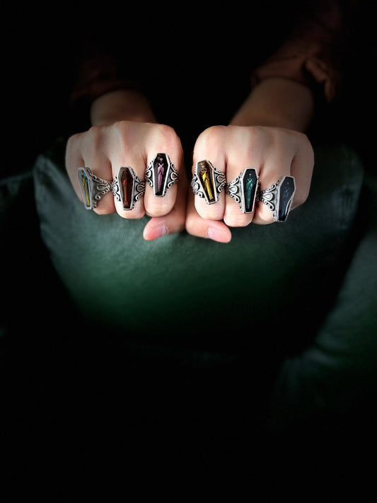 5 Color Coffin Mummy Ring 316L Stainless Steel Jewelry Punk Biker Style Ring Size 7-13 Personal Design