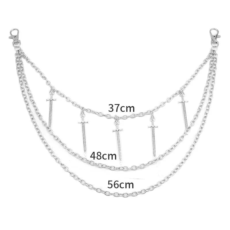 Long Sword Pendant Chain On The Jeans Pants Women Punk Keychains for Men Egirl eBoy Harajuku Grunge  Accessories