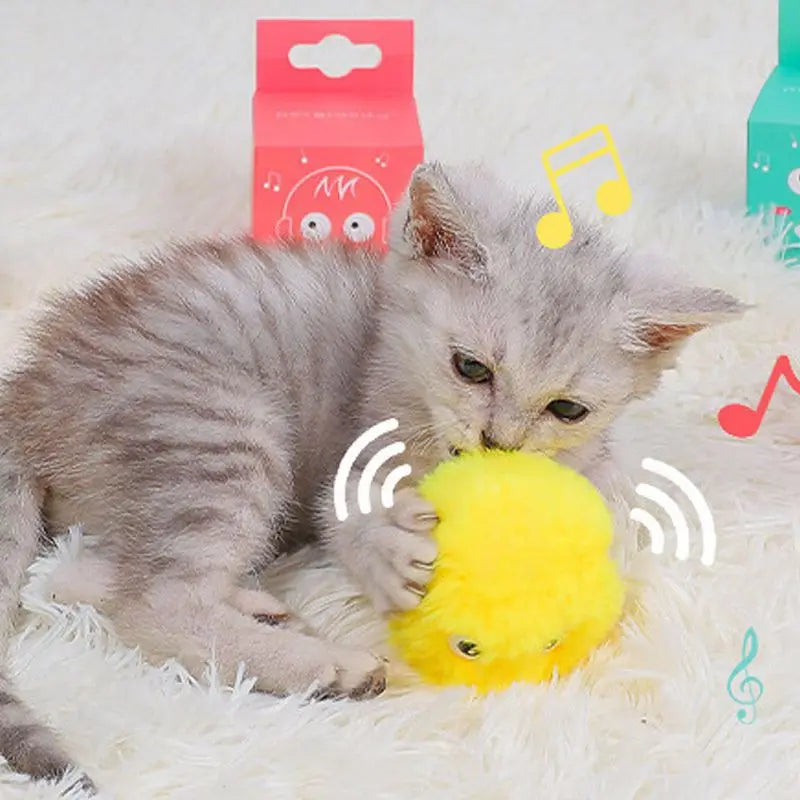 Smart Cat Toys Interactive Sound Ball Plush Electric Catnip Training Toy Kitten Touch Sounding Pet Squeak Toy Ball Cat Supplies