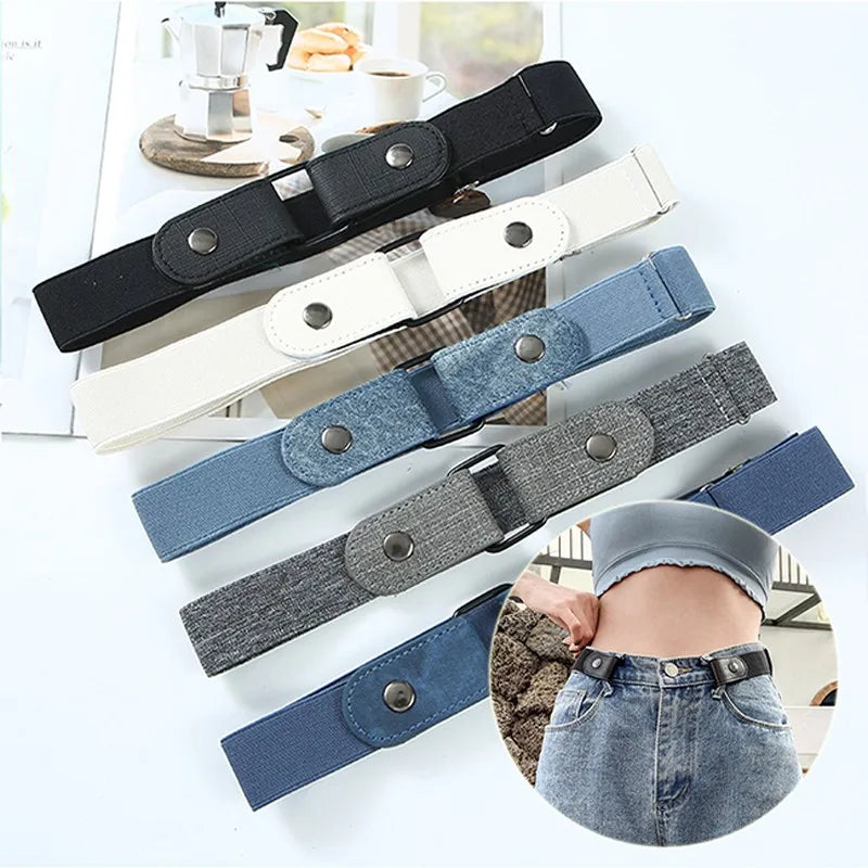 Newest Belt Adjustable Stretch Elastic Waist Band Invisible Buckle-Free Belts Women Men Jean Pants Dress No Buckle Easy To Wear