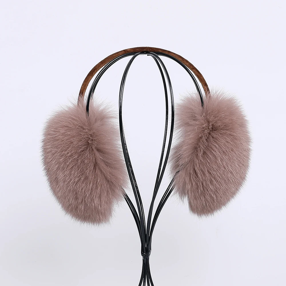 Full Piece 100% Real Fox Fur Women's Winter Earmuffs Ear Warmer Ear Protection Girl's Ear Muffs Headwear