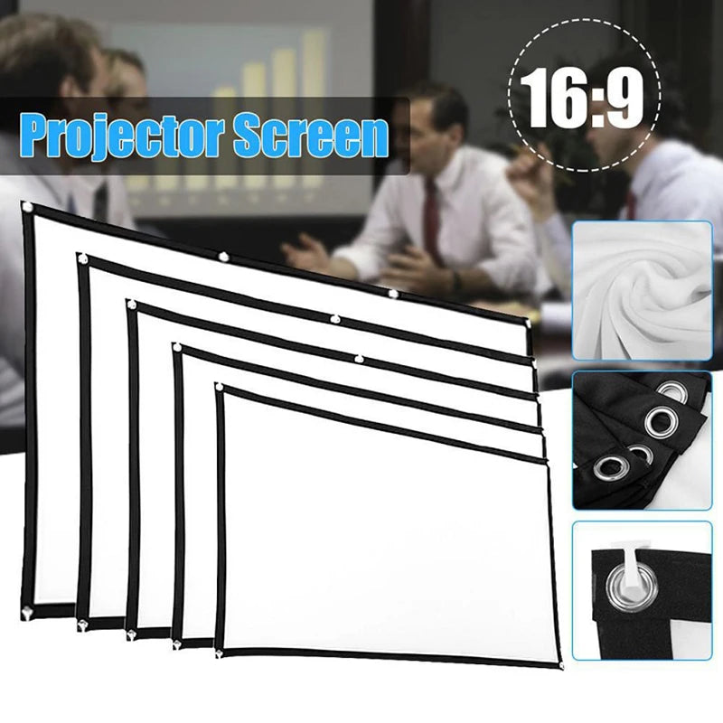 High Brightness Reflective Projector Screen 60/72/84/100/120/150 inch 16:9 Polyester fiber Cloth Anti-Crease Projection Screen