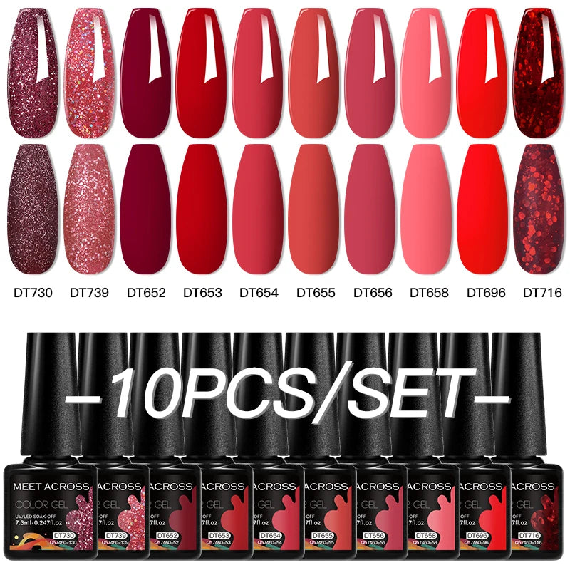 10Pcs Gel Nail Polish Set Macaron Color Semi Permanent UV Gel Varnish For Summer Long Lasting Manicure Kit Soak Off Nail Supplie