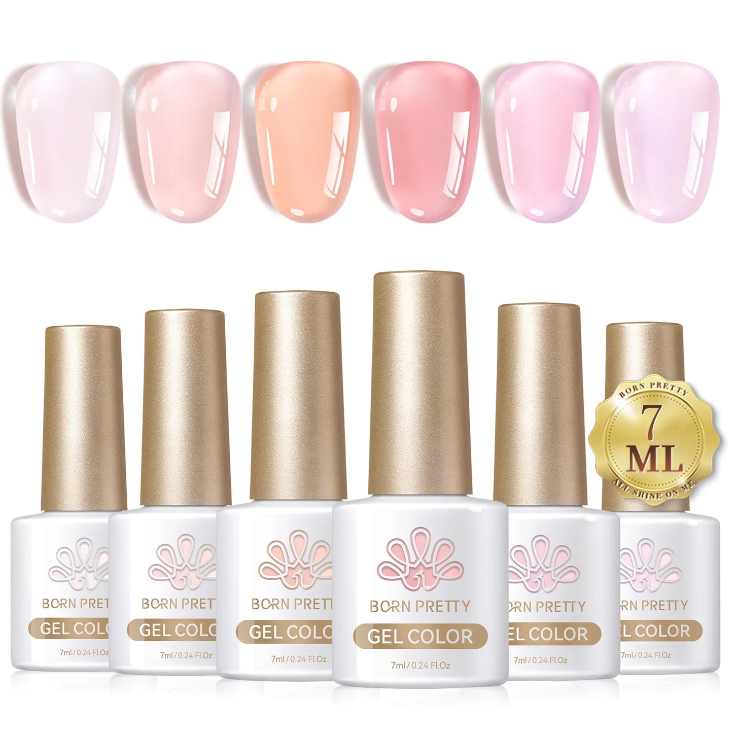 BORN PRETTY Nail Gel Polish Kit Red Brown Nude Pink Color Collection Varnis Semi-transparent Nude Natural Nail Manicure Set 6Pcs