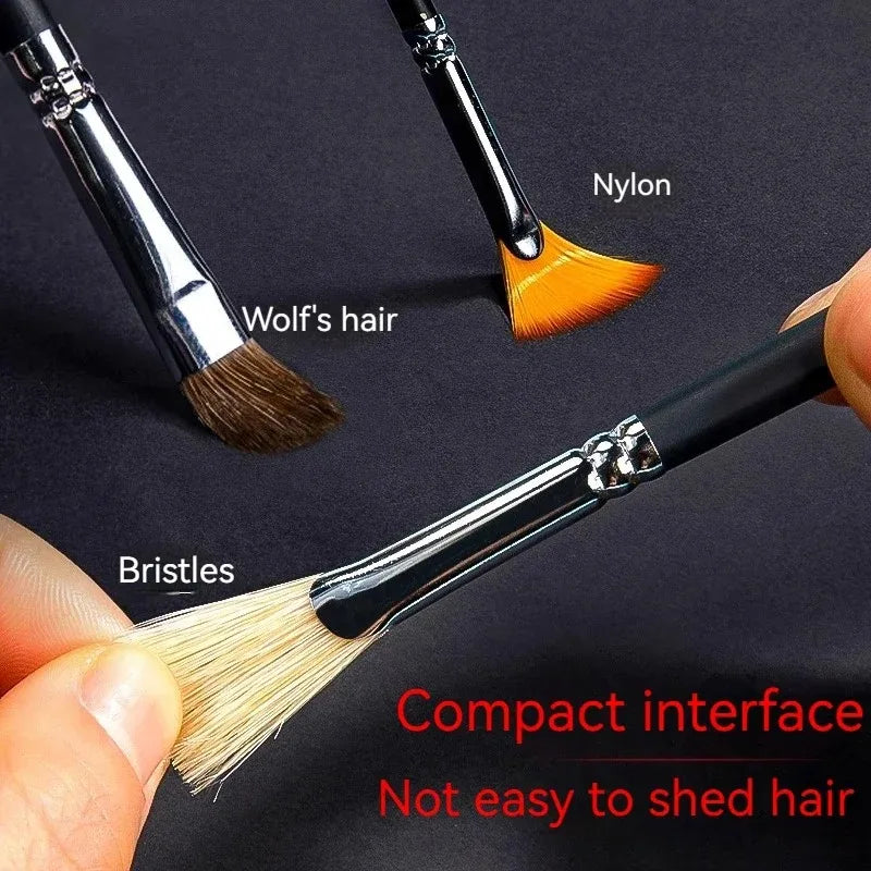 12pcs Professional Paint Brush Set For Painting Gouache Watercolor Acrylic Oil Wolf Nylon Tip Hair Multifunction Hook Line Pen