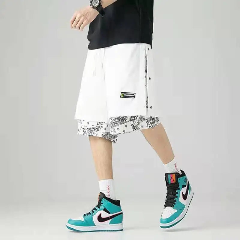 Fashion Men Printed Shorts Summer Casual Sports Basketball Shorts Baggy Men Jogging Clothes Punk Style Streetwear Thin Thickness