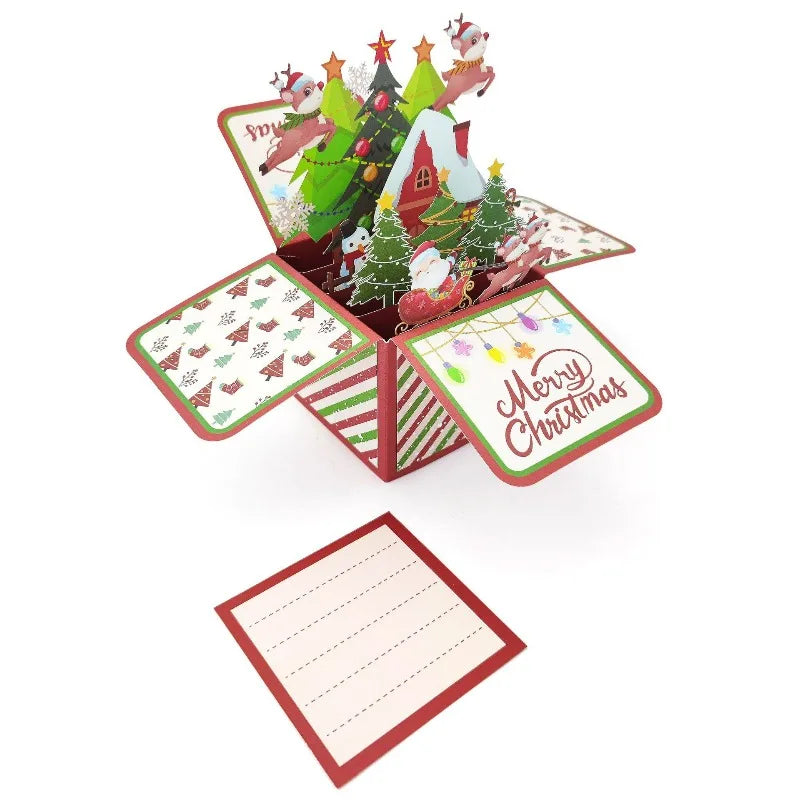 3D Pop Up Christmas Cards, Xmas Gift Greeting Cards For Your Friends, Children And Family, Included Blank Notecard & Envelope