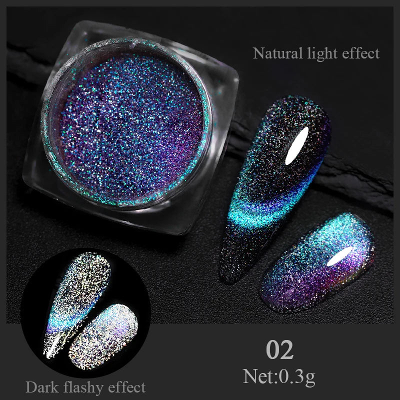 Aurora Pearl Nude Pink White Nails Glitter Dust Chrome Moonlight White Rubbing on Powder Shell Mirror Pigment Nail Art Supplies