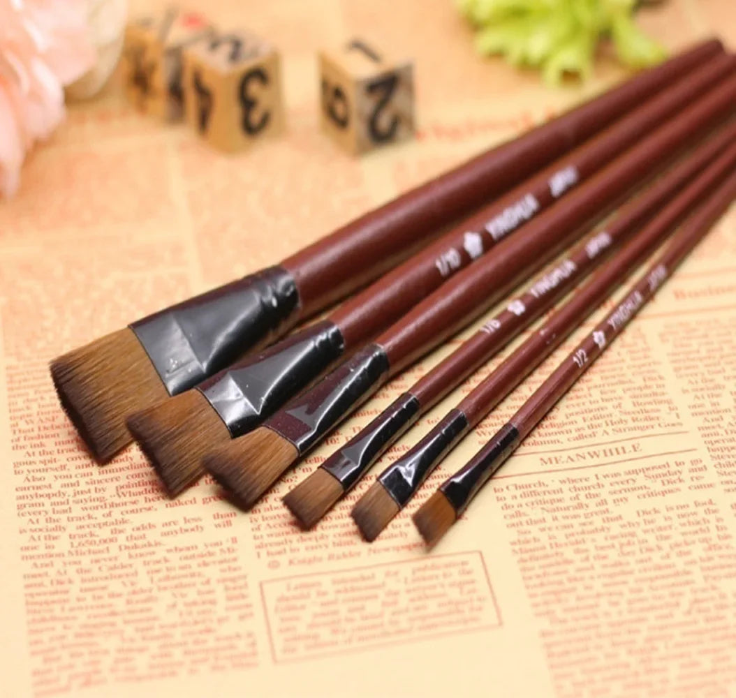 Professional Painting Set 6pcs Acrylic Oil Watercolors Artist Paint Brushes