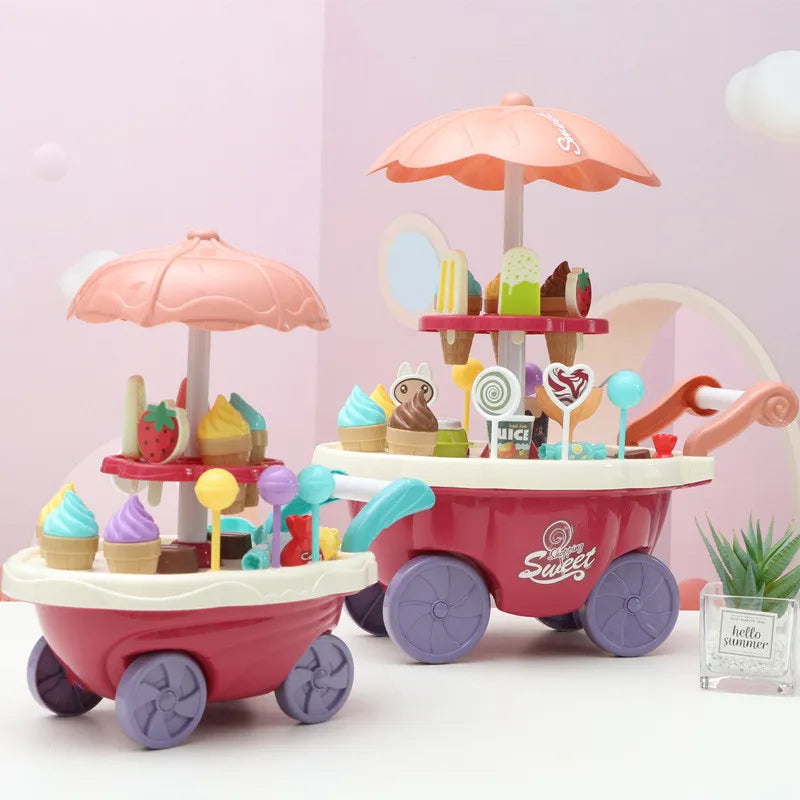 36PCS Ice Cream Candy Trolley House Play Toys Candy Car Ice Cream Candy Cart House Brain Game Kids Toys Children's Gift Toys Set