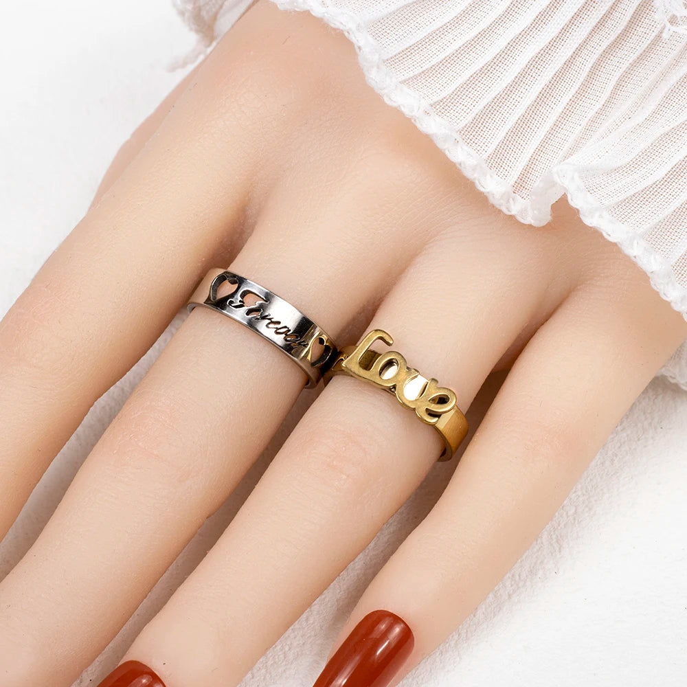 24 Sets (48 Pieces/Lot) Stainless Steel Forever Love Couple Rings Engagement Wedding Gift Jewelry Accessoires Wholesale